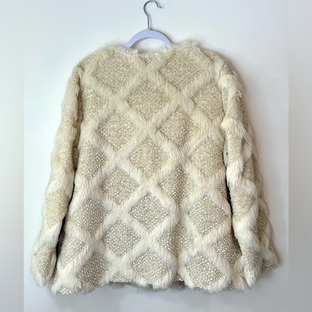 Dennis Basso Faux Fur Jacket Ivory 1X - Picture 3 of 6
